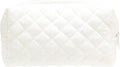 PAZIMIIK Small Quilted Makeup Bag,Zipper Cosmetic Pouch,White Floral