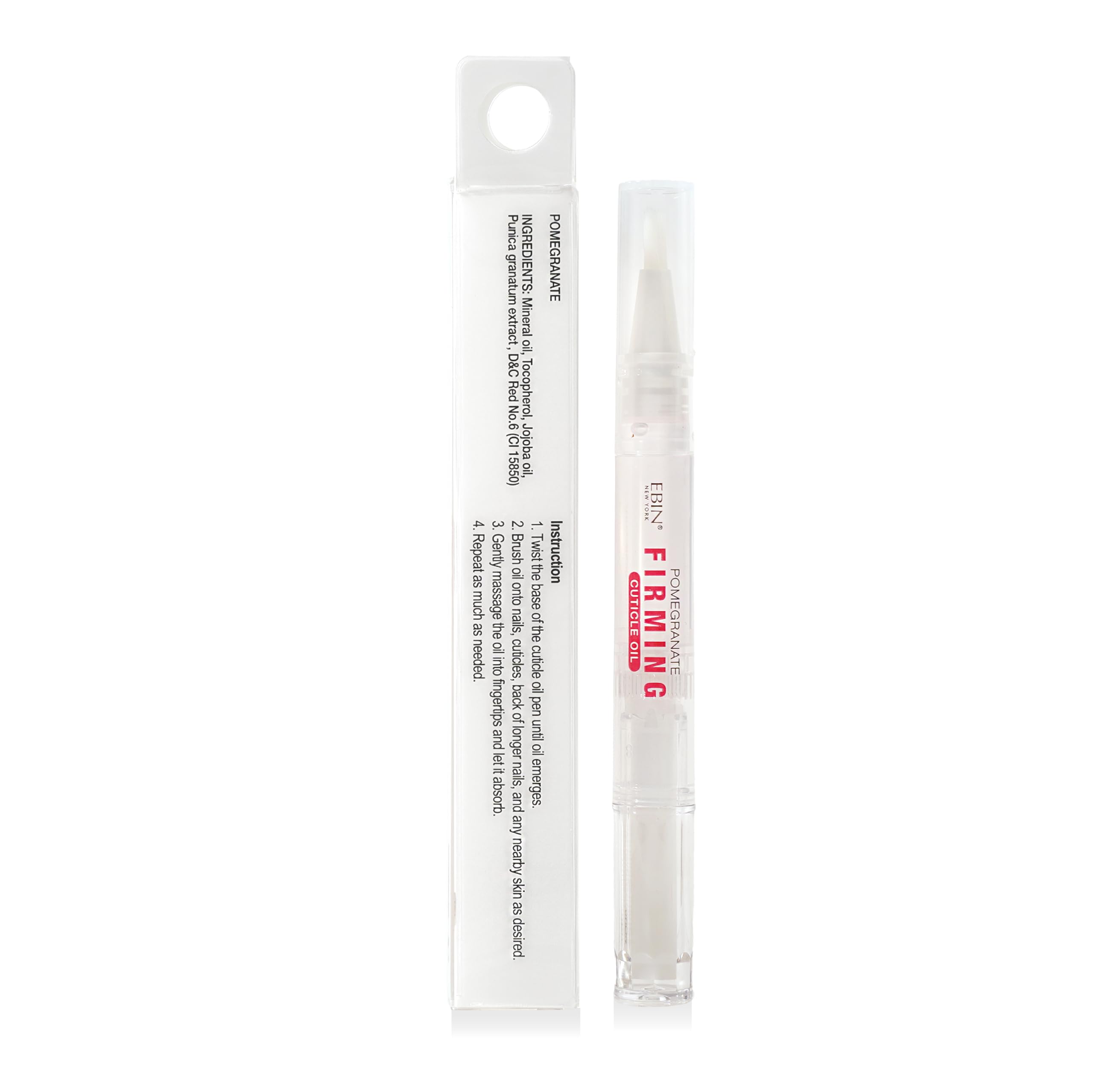 EBIN NEW YORK Cuticle Oil Pen - Firming Pomegranate Infused, Jojoba Oil and Vitamin E Blend to Soften Cuticles and Strengthen Nails, Travel Size