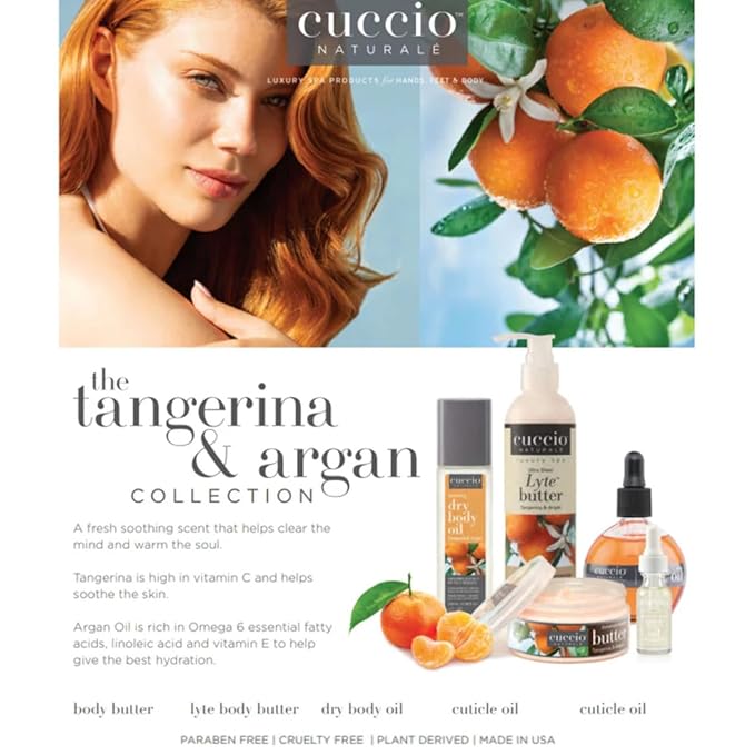 Cuccio Naturale Tangerina & Argan Revitalizing Cuticle Oil, Lightweight Fast-Absorbing Hydrating Nail & Cuticle Conditioner, Cold-Pressed Oils + Vitamin E, 2.30 Fl Oz
