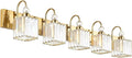 Ralbay Gold Crystal 5-Light Bathroom Vanity Lights Over Mirror Modern Crystal Gold Bathroom Vanity Lighting