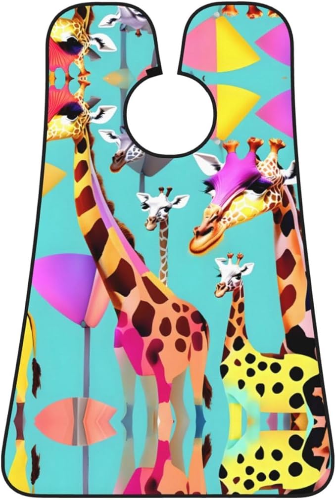 Colorful Giraffe Fans Lovers Print Beard Bib Shaving Apron, Beard Hair Trimming Cape Gift For Dad