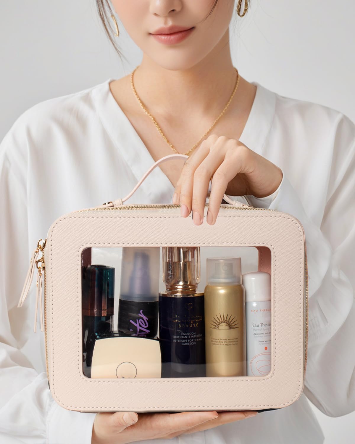 2 Pieces Clear Mahjong Bag, Travel Makeup Bag Large Cosmetic Bag with Zipper Small Clear Makeup Pouch for Purse Waterproof TSA Approved Toiletry Bag Case for Women Car Organizer Travel Essentials