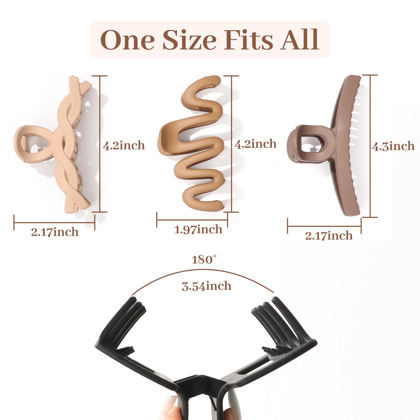 Matte Non-Slip Large Hair Clips for Women 8PCS (Neutral Colors)
