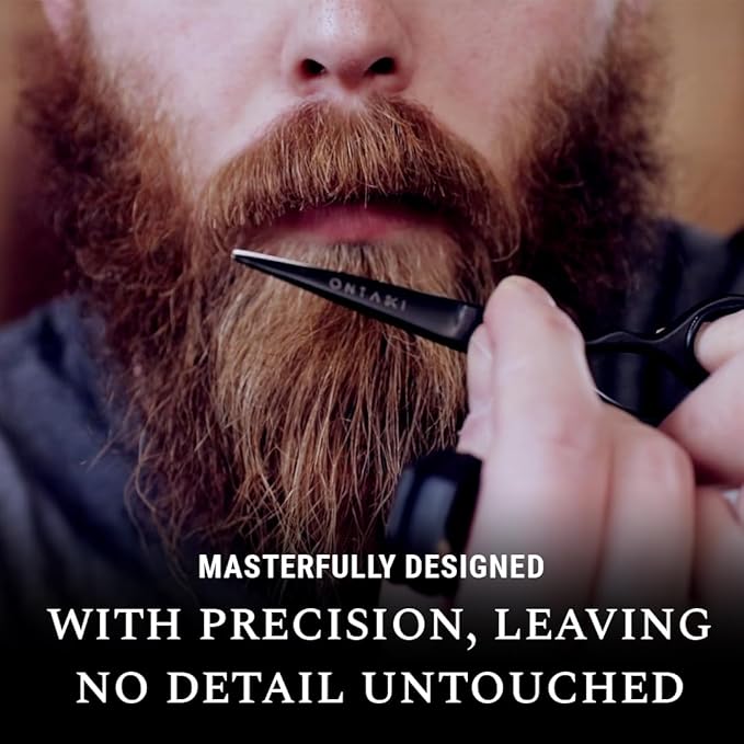 5" Beard and Mustache Scissors for Men with Combs - German Steel - Black