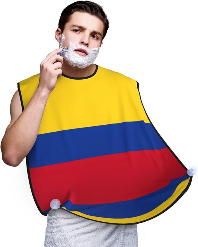 YQxwJL Flag Of Colombia Print Beard Bib Shaving Apron, Beard Hair Trimming Cape Gift For Dad