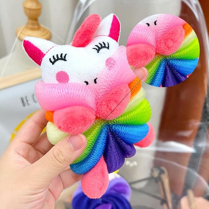 Bath Loofahs,Ttdesefu Kids Toddler Body Sponge Cute Cartoon Kids Loofah,Bath Sponge Shower Puff Soft Loofah Sponge Pouf Exfoliating Mesh Shower Ball (Animal，2 Pcs)