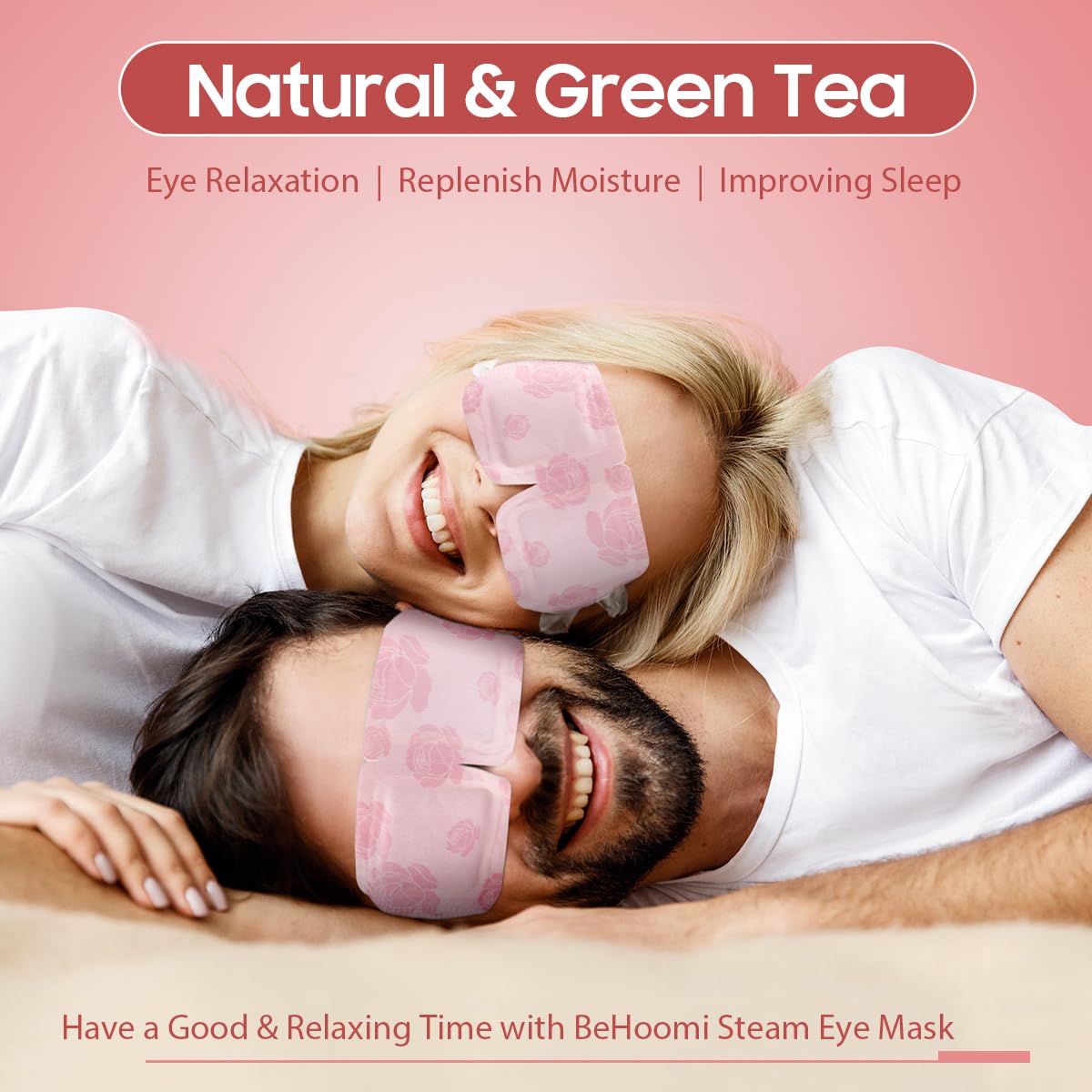 BeHoomi 20 Packs Steam Eye Mask, Heated Eye Mask Warm Compress for Eyes, Disposable Self Heating Steam Mask for Home, Sleep, Spa, Travel Essentials & Relaxation Gifts for Women (Rose)