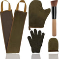 5-Piece Self Tanning Mitt Set with Tan Applicator Mitts, Face Mitt, Exfoliating Glove, for Bronze Tan