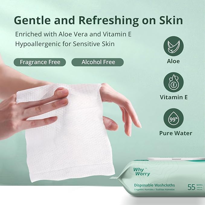 WhyWorry Extra Large Wet Wipes for Adults, 8" x 12", Unscented, 660 Count