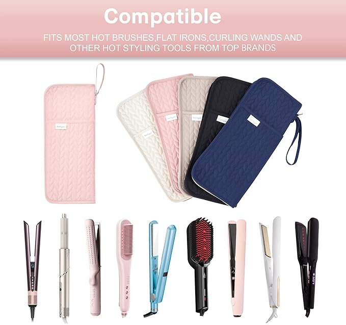 KarSyon Hot Tools Organizer Heat Resistant Mat Case Hair Tools Holder Travel Bag Portable Hair Styling Tools Cover Pouch for Curling Iron,Flat Iron,Hair Straightener (Pink)