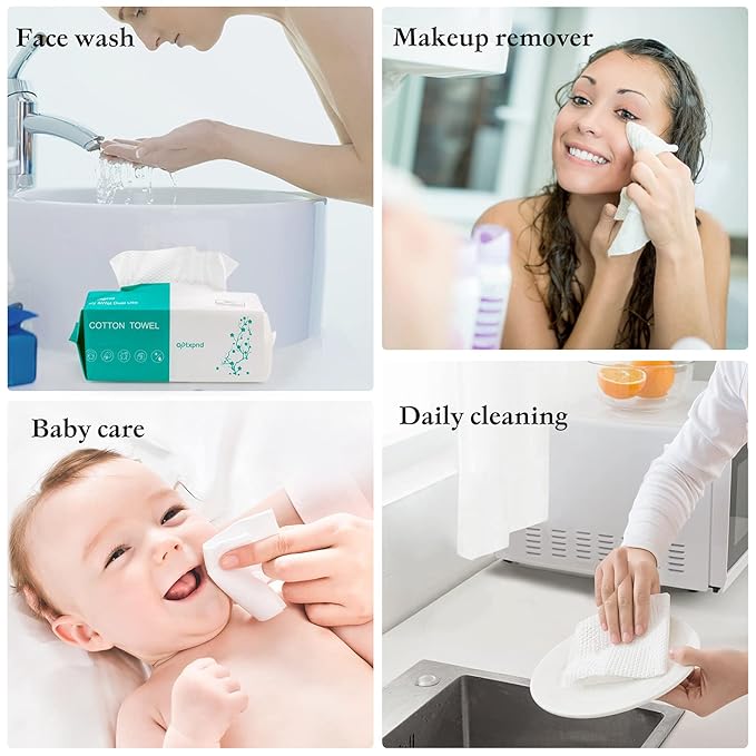Disposable Face Towel Face Cloths for Washing Soft Cotton Towels Facial Cloths Towelettes for Washing and Drying for Cleansing and Skincare Office Makeup Remover