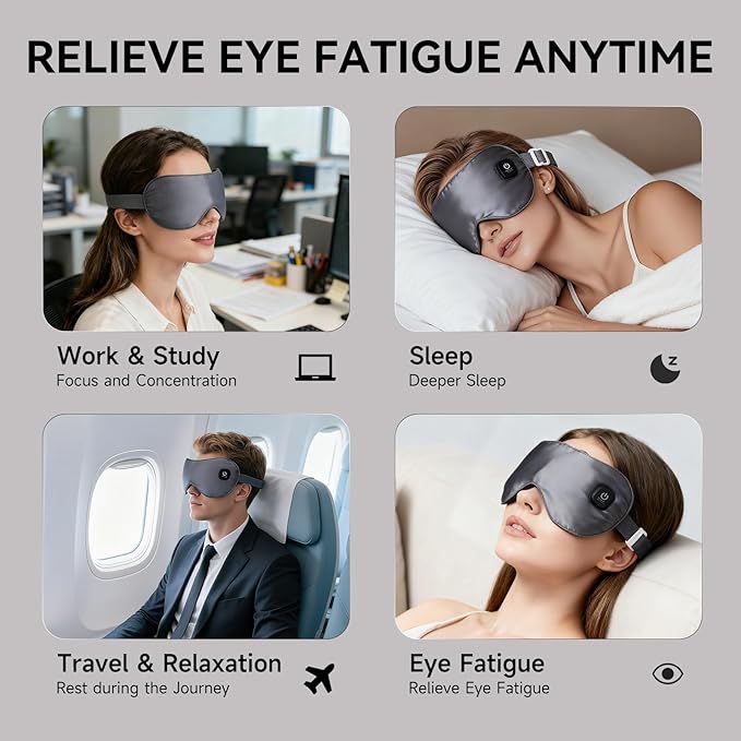 Vitelum Cordless Dual Cooling & Heating Eye Mask, Heated Eye Mask for Dry Eyes Relief, 3 Heat Settings, Washable Eye Cover, Warm Heating Pad for Stye Eye Treatment, Gel Pad for Puffy Eyes