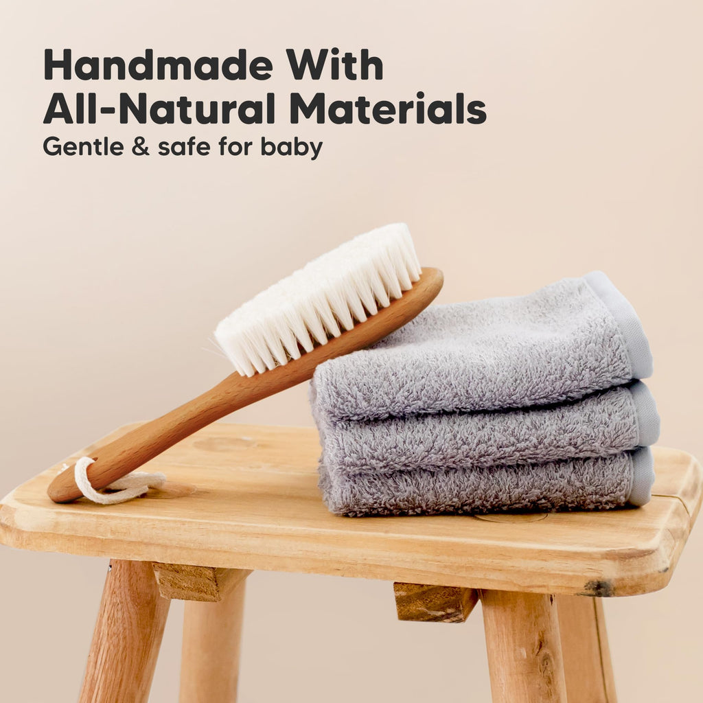 Wooden Baby Hair Brush for Toddler, Infant Cradle Cap (Golden Oak, Regular)