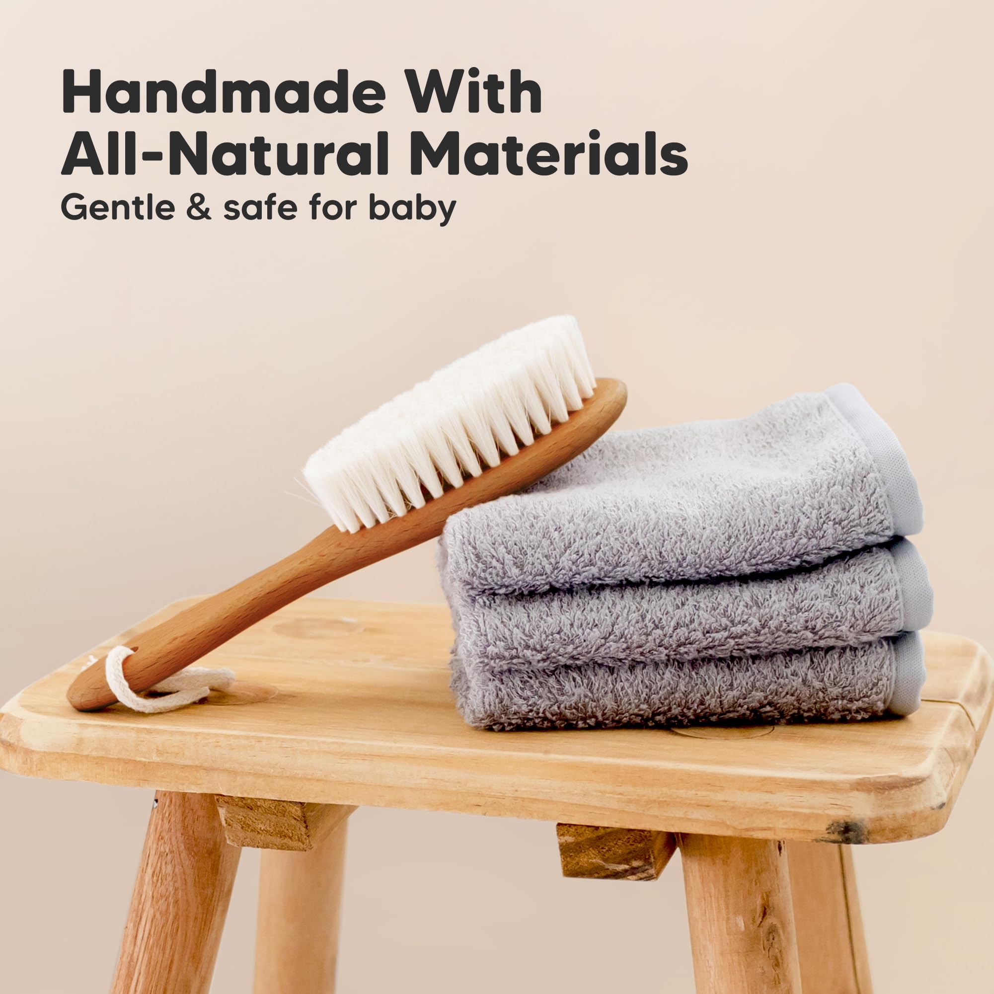 Wooden Baby Hair Brush for Toddler, Infant Cradle Cap (Golden Oak, Regular)