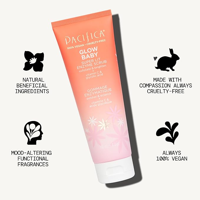 Pacifica, Scrub Enzyme Glow Baby Super Lit, 4 Fl Oz
