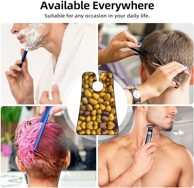 NOUZU Many Potatoes Print Beard Bib Apron For Men, Beard Hair Catcher For Men Shaving Trimming,Beard Cape Cloth