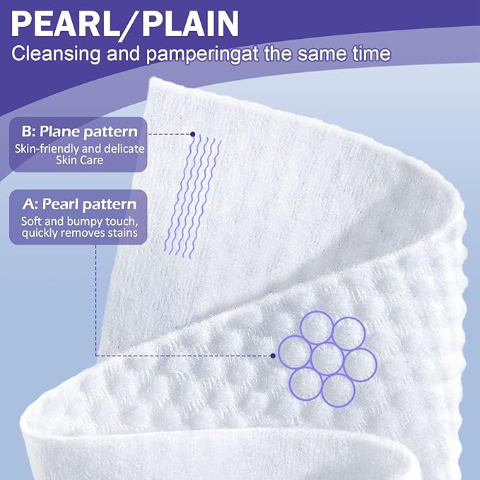 Face Towels, Disposable Face Towelette, Makeup Remover Dry Wipes 50 Count, Soft Cotton Dry Wipes Facial Cloths Towelettes for Washing and Drying, Facial Tissue for Cleansing, Skincare