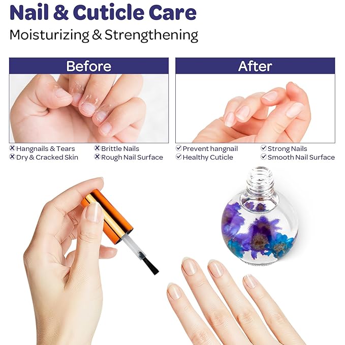 Cuticle Oil, Lavender Cuticle Nail Oil Infused with Real Flowers 15ml