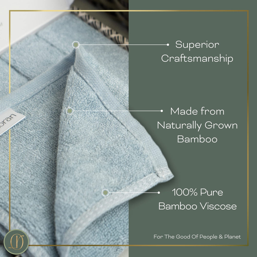 Loran Sky Blue Washcloths Set of 6 Soft Facial Cloths 10” x 10” 100% Viscose Derived from Bamboo Spa-Like Feel Silky Face Cloth for Skin Cleansing
