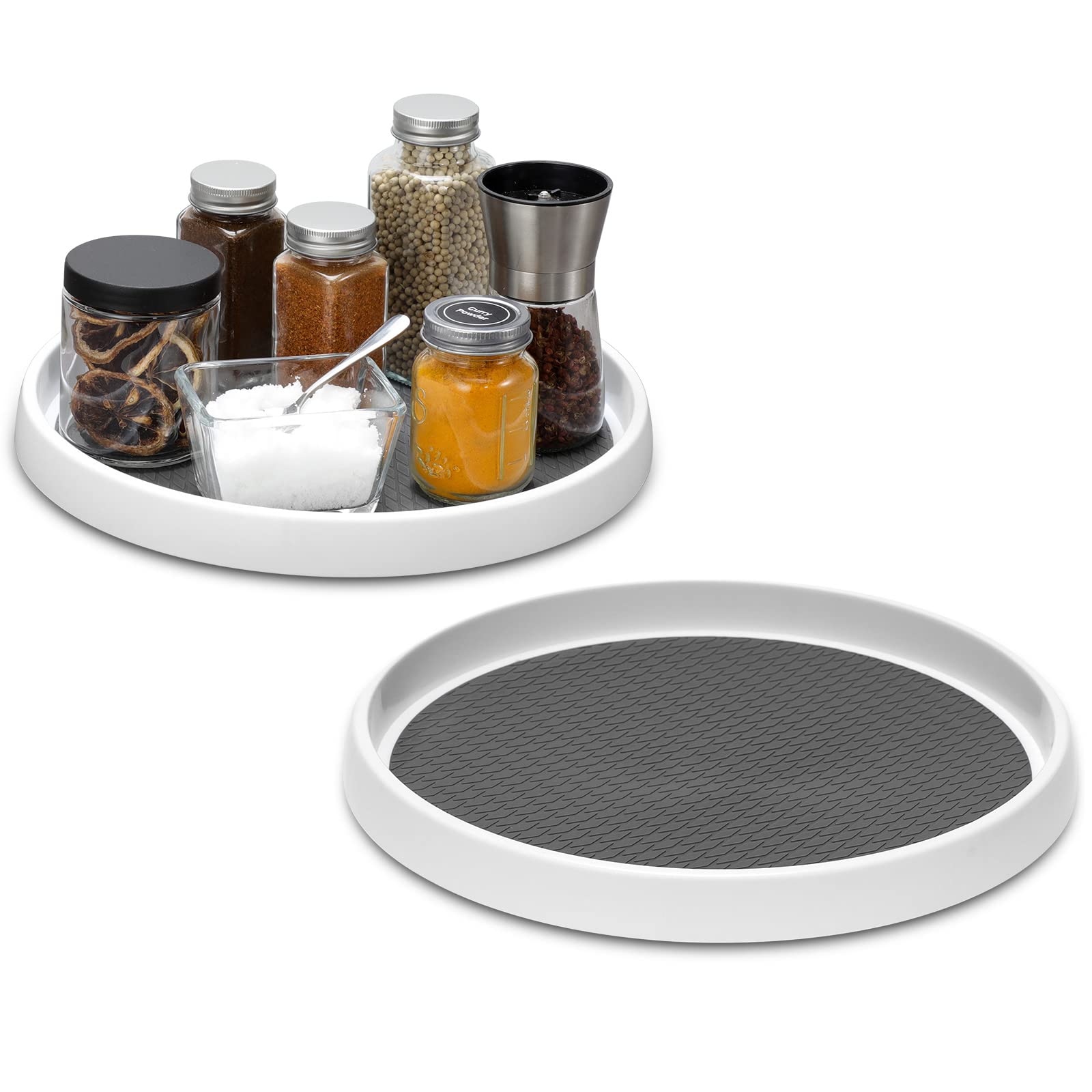 2 Pack, 12-Inch Non-Skid Lazy Susan Organizers - Turntable Rack for Pantry Organization and Storage, Kitchen, Fridge, Cabinets, Bathroom Makeup Vanity Countertop, Under Sink Organizing, Spice Rack