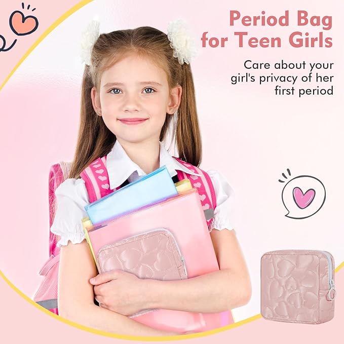 Sanitary Napkin Storage Bag Soft PU Leather Sanitary Pad Bags for Period Teen Period Pads Pouch for Panty Liners, Tampons, Menstrual Cup - Black