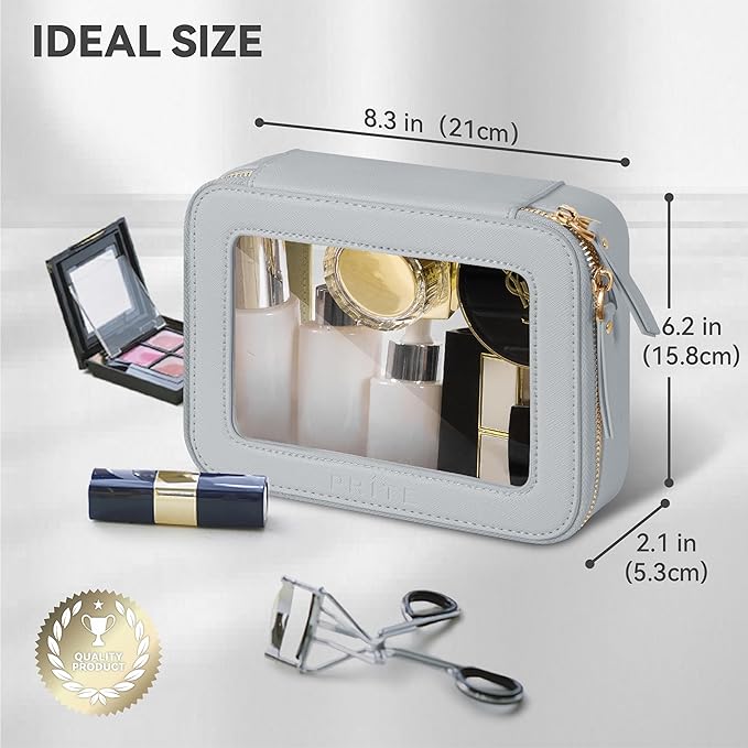 Prite Clear Makeup Bag Travel Cosmetic Organizer Toiletry Case for Women
