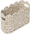 Coeusy Toilet Paper Storage Basket,Boho Decorative Scalloped Baskets,Coastal Bathroom Decor,Hand-Woven Plastic Wicker Bathroom Accessories Organizer