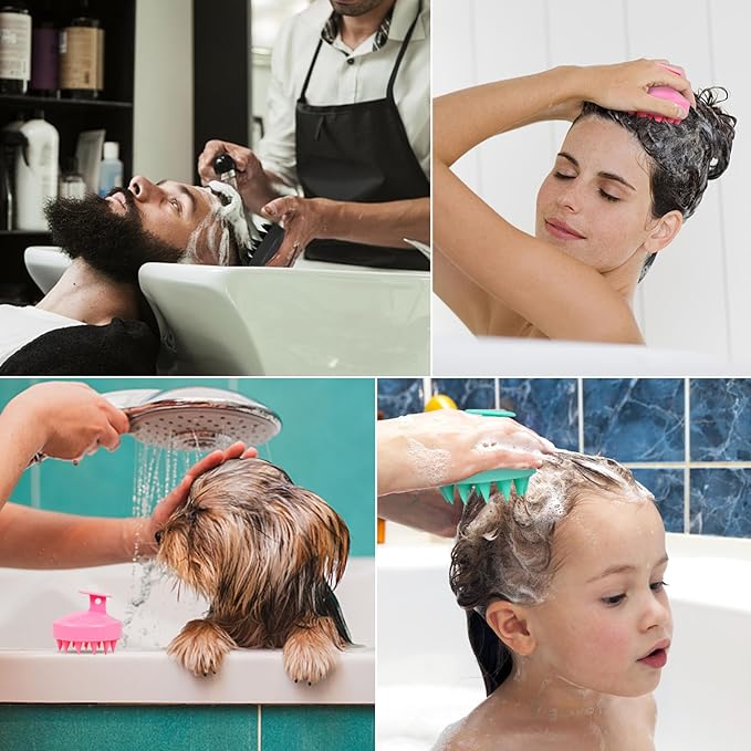 Oligei Scalp Massager 3 Pack, Shampoo Brush, Hair Scrubber for Exfoliation, Soft Silicone Brush for Hair Growth and Dandruff Removal