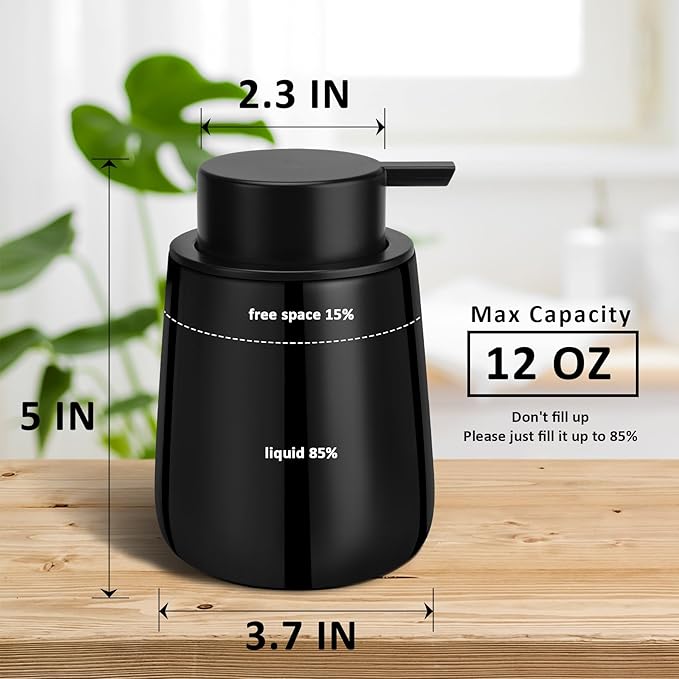 Soap Dispenser Ceramic with Easy-to-Press Pump Hand Lotion Liquid Dispenser for Shampoo Bathroom Kitchen 12 oz