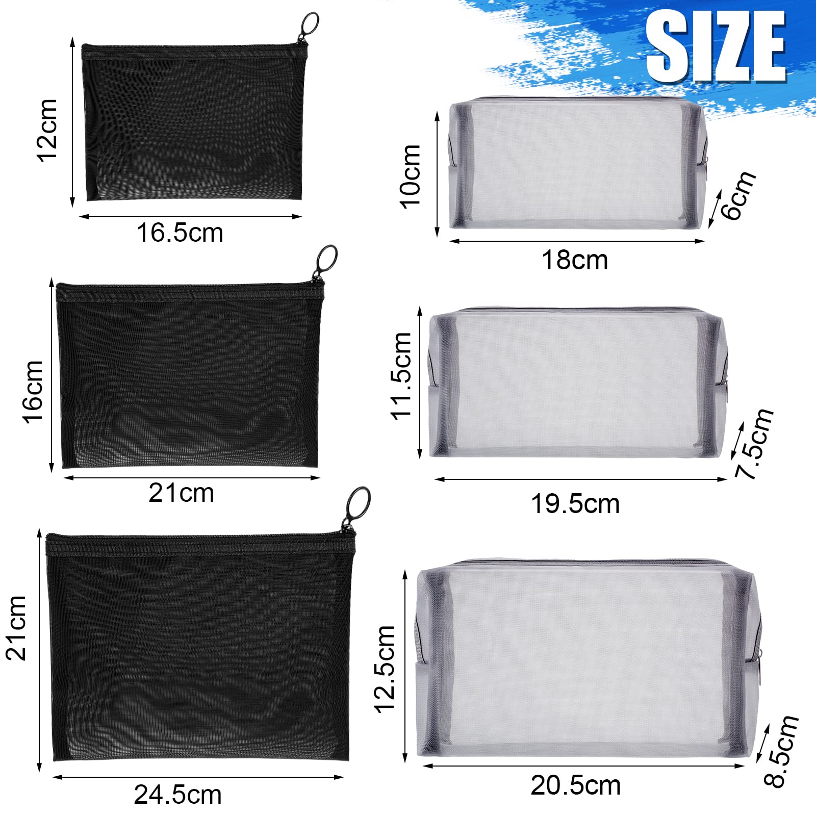Boao 6 Pieces Mesh Makeup Bags Mesh Cosmetic Bag Portable Travel Organizing Zipper Pouch Toiletries Makeup Pouches for Home Office Travel Accessories(Chic Colors)