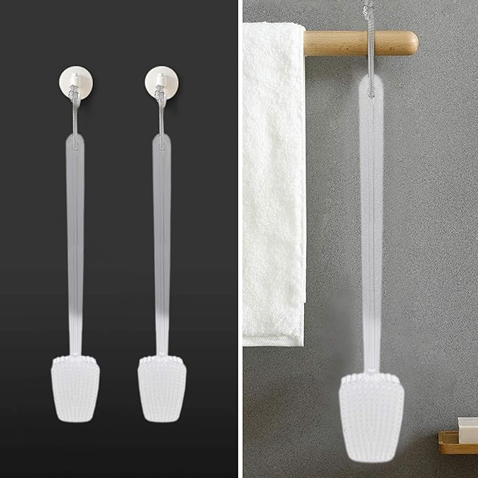 Mczxon Bath Body Back Shower Brush with Curved Long Handle for Exfoliating Skin Improve Blood Circulation, Clear Back Scrubber Bath Wet or Dry Brushing Body Brush for Shower Women Men
