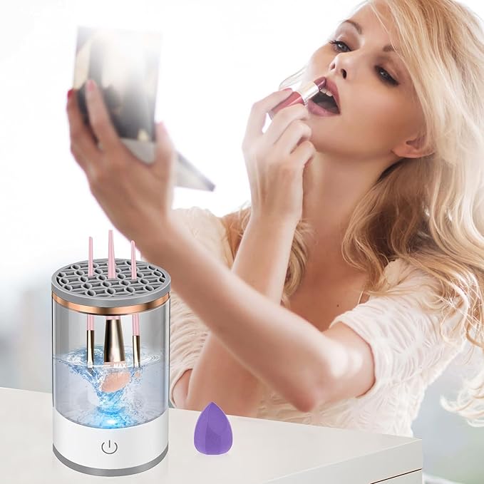 Electric Makeup Brush Cleaner – Brush Cleaning Machine, 30 Second Fast Deep Clean, USB Powered One-Button Operation, Low Noise Portable Makeup Brush Washer for Home Travel Beauty Salon