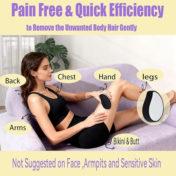 XQBX 2-in-1 Hair Removal & Foot Care Tool - Glass Nano-Crystallization Hair Eraser (Prevents Razor Bumps) + Foot Exfoliator with Debris Cup, Reusable, Compact for Gym/Travel, Unisex
