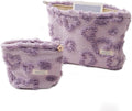 getgto 2 Pcs Makeup Bags, Large Cosmetic Bag Travel Toiletry Bag Organizer for Women, Plush Makeup Bag Small Cosmetic Pouch Purse with Zipper Gifts for Girls Teen