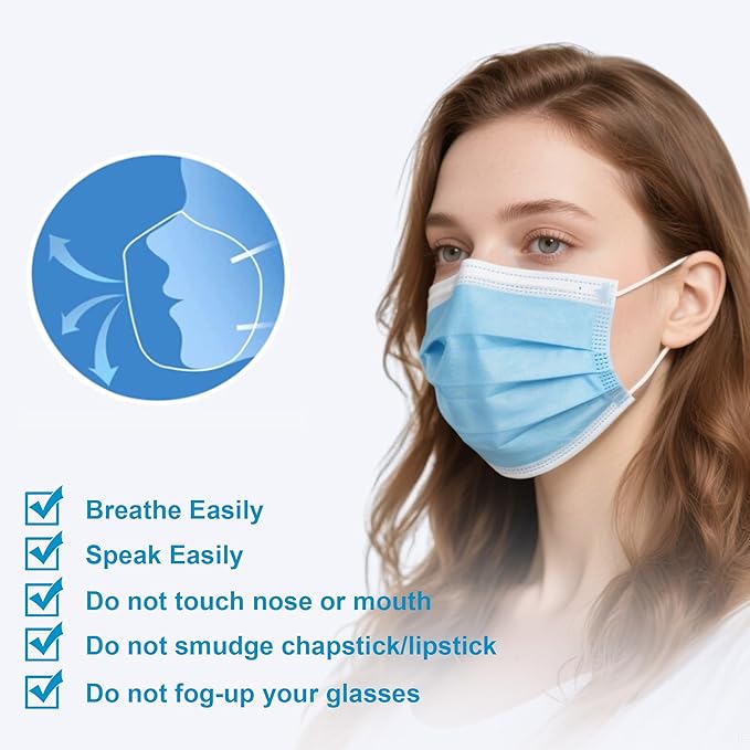 LEMENT Disposable Face Masks 125 Pcs, 3 Ply Face Mask Elastic Earloops for Indoor Outdoor, Disposable Masks for Adults, 5 Color