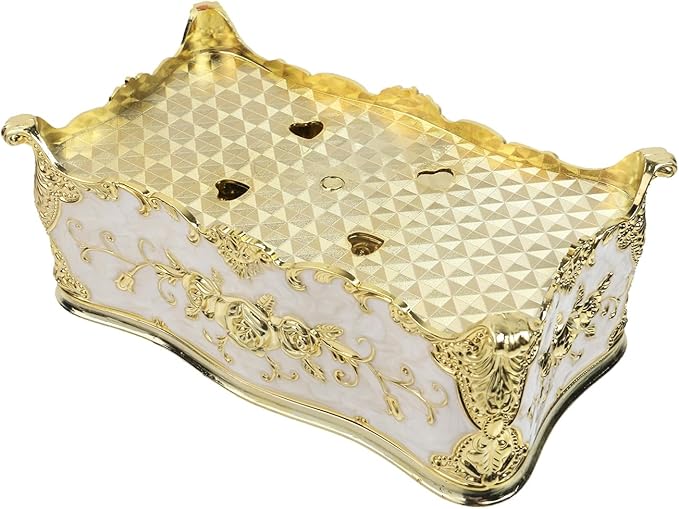 Geesatis Tissue Box Cover Tissue Box Holder Facial Tissue Paper Organizer Luxury Facial Napkin Holder for Home, Gold, 2 Pcs,9x5x3.7inch