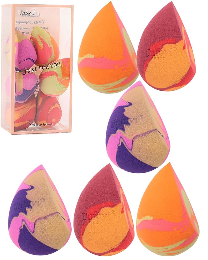6Pcs Tri Color Makeup Sponge, Low Absorption Latex Free Soft Makeup Sponges For Foundation,Beauty Sponge(Multicolor)