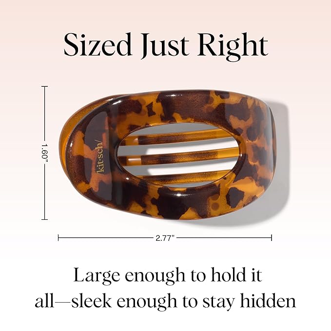 Kitsch Small Flat Claw Clips for Women - Stylish Flat Hair Clips, Strong Hold for Thick & Fine Hair | Non-Slip for Secure, Comfortable All-Day Wear -Tortoise Design