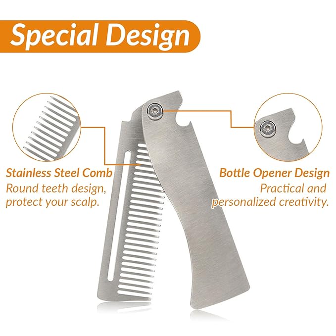 Hair Combs for Women and Men Folding Beard Comb Stainless Steel is Durable