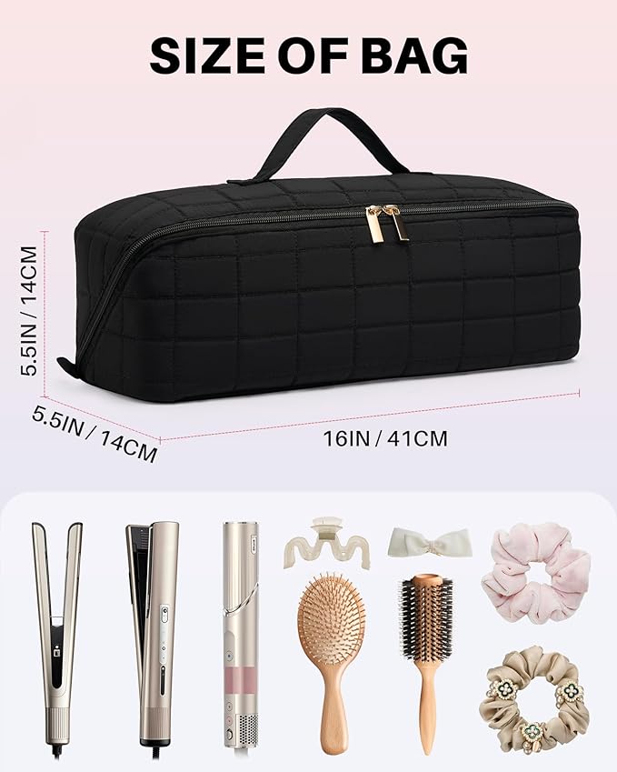 Noldena Hot Tools Travel Case with Heat Resistant Mat, Black
