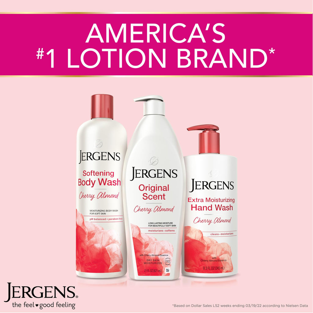 Jergens Cherry Almond Hand & Body Lotion, Dry Skin, 32 fl oz