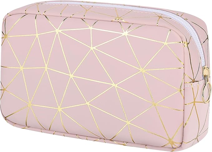 Period Bag for Girls Womens, Leather Sanitary Napkin Storage Bag, Portable Menstrual Pad Bag Period Pads Pouch (Pink Gold)