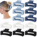 Sisiaipu 12 Pcs Medium Hair Clips, 3.5 Inch Square Claw Clips for Thick and Thin Hair - Blue