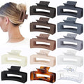 Sisiaipu 3.5 Inch Hair Clips - 12 Pcs Square Jaw Clips for Thick and Thin Hair, Rectangular Hair Accessories for Women and Girls - Neutral