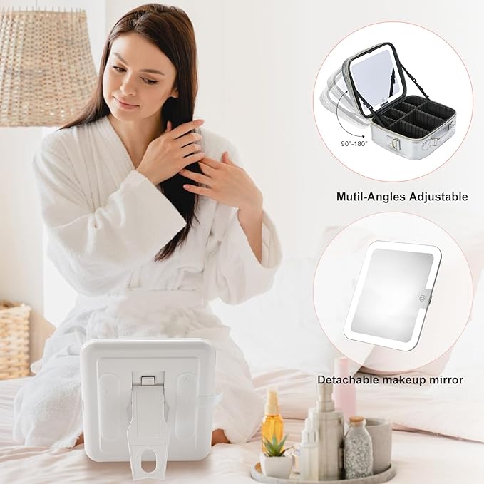 Mocado Travel Makeup Bag with Mirror Makeup Case with 10x Magnifying Mirror