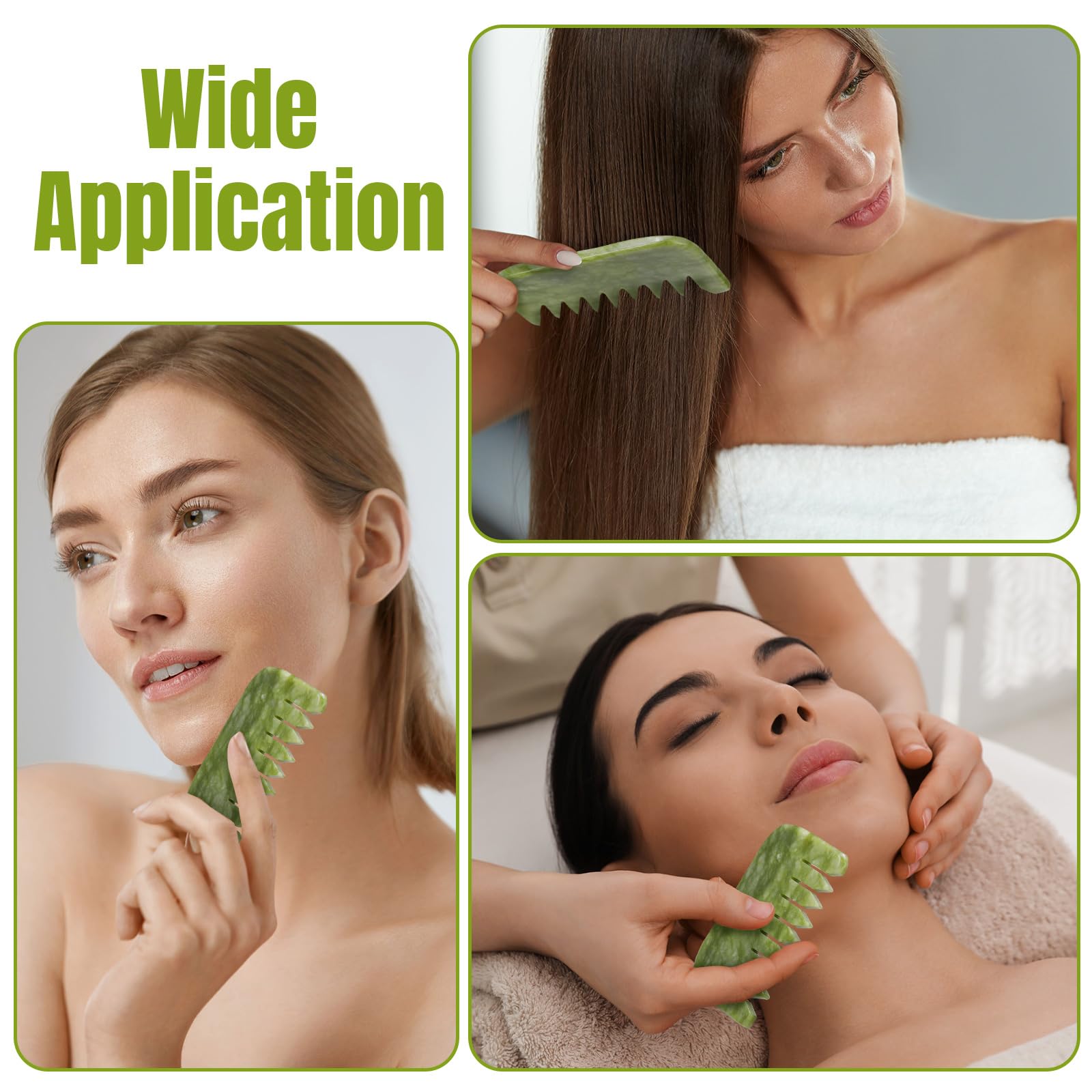 Geiserailie 2 Pcs Jade Combs Gua Sha Esthetician Supplies,Stylish Style