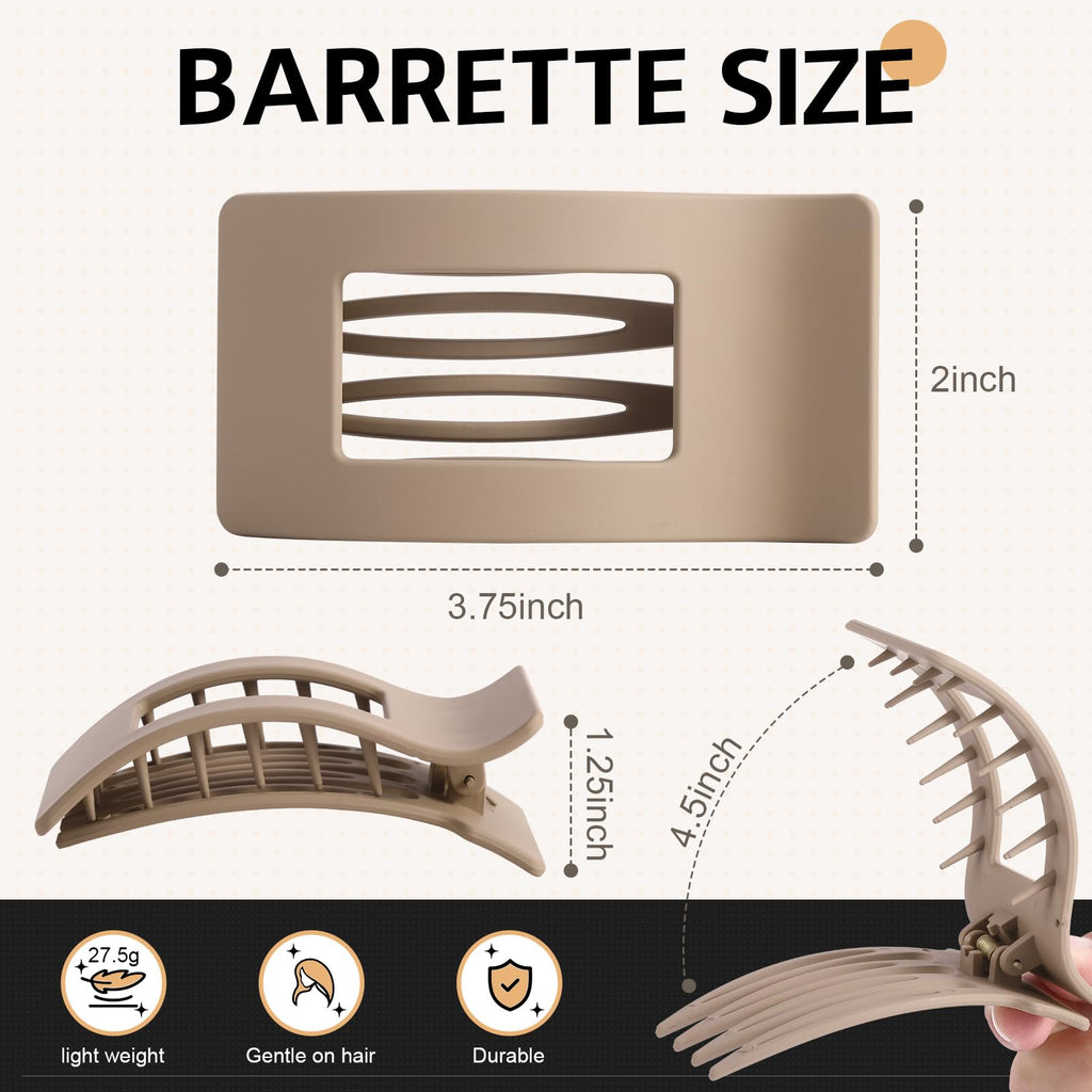 8 Pack Flat Claw Clips for Women - Matte No Slip Hair Clips for Thick & Thin Hair, Large French Claw Clips Strong Hold Styling Accessories