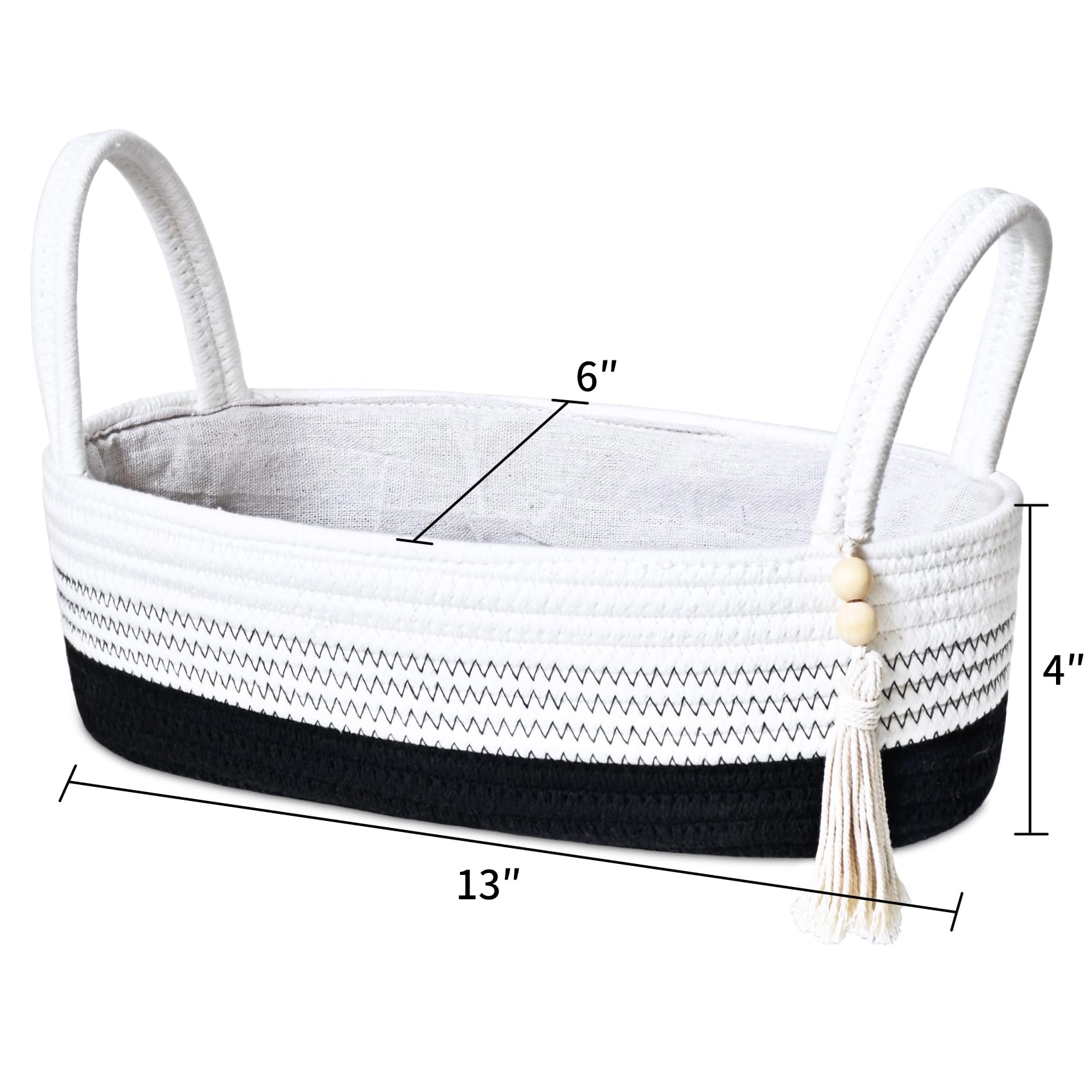 ABenkle Small Storage Basket for Toilet Tank Top - Jute Rope Woven Organizer with Handle, Boho Countertop Bathroom Decor, Toilet Paper Holder, 13x6x4 Inch