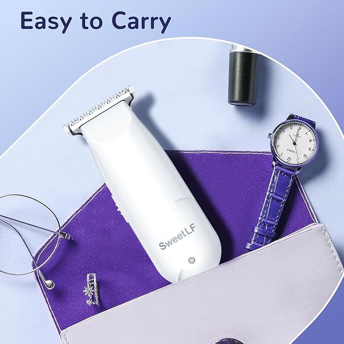 SweetLF Bikini Trimmer for Women-Pubic Hair Trimmer for Women's Legs, Arms & Bikini Line, Body Hair Trimmer with 3 Guards, Type-C Charging, Portable, White