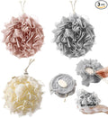 3 PCS Bar Soap Loofah Pouch, New 2 in 1 Drawstring Loofah Soap Holder, Exfoliation Mesh Shower Ball for Cleansing and Smooth Skin (Beige+Grey+Pink)